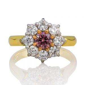 Holloway DIamonds Pink and White Diamond Cluster Ring 050651