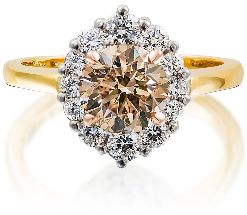 Champagne White diamond cluster ring Holloway Diamonds