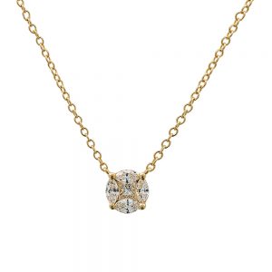 Five Stone Princess and Marquise Cut Diamond Cluster Pendant