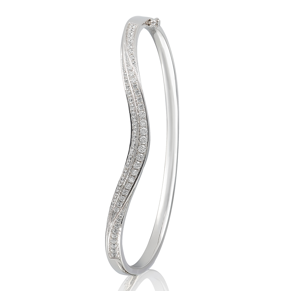 200348 Curved Diamond Bangle Curved bangle white gold with diamonds