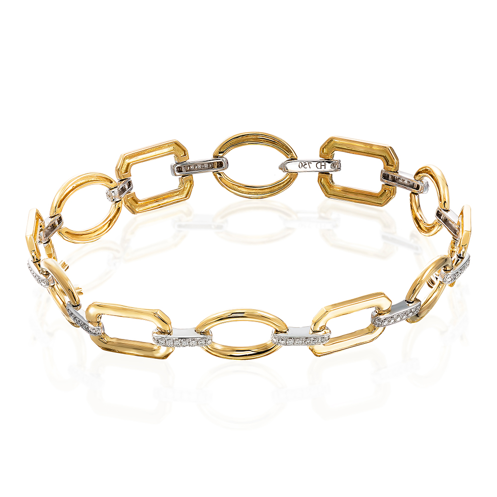 200366 18k Yellow and White Modernist Style Bracelet with Diamonds White & yellow gold modern bracelet