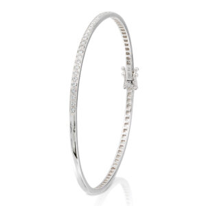 white gold bangle with milgrain set diamonds