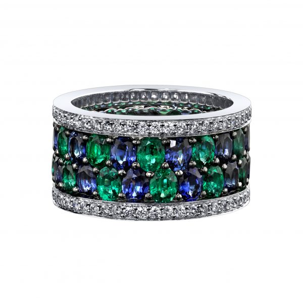 Robert Procop Emerald, Sapphire and Diamond American Glamour Eternity Ring