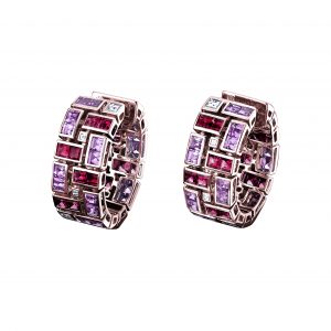 Robert Procop 18k Rose Gold Ruby and Pink Sapphire Masterpiece Clutch Earrings