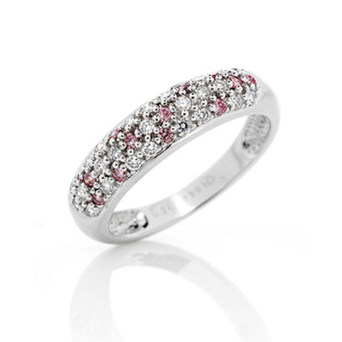 Pink and White Diamond Pave Ring