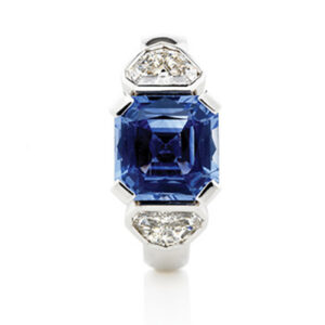 Blue Sapphire and Diamond Ring