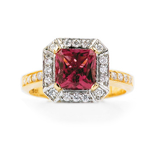 Princess Cut Ruby & Diamond Ring
