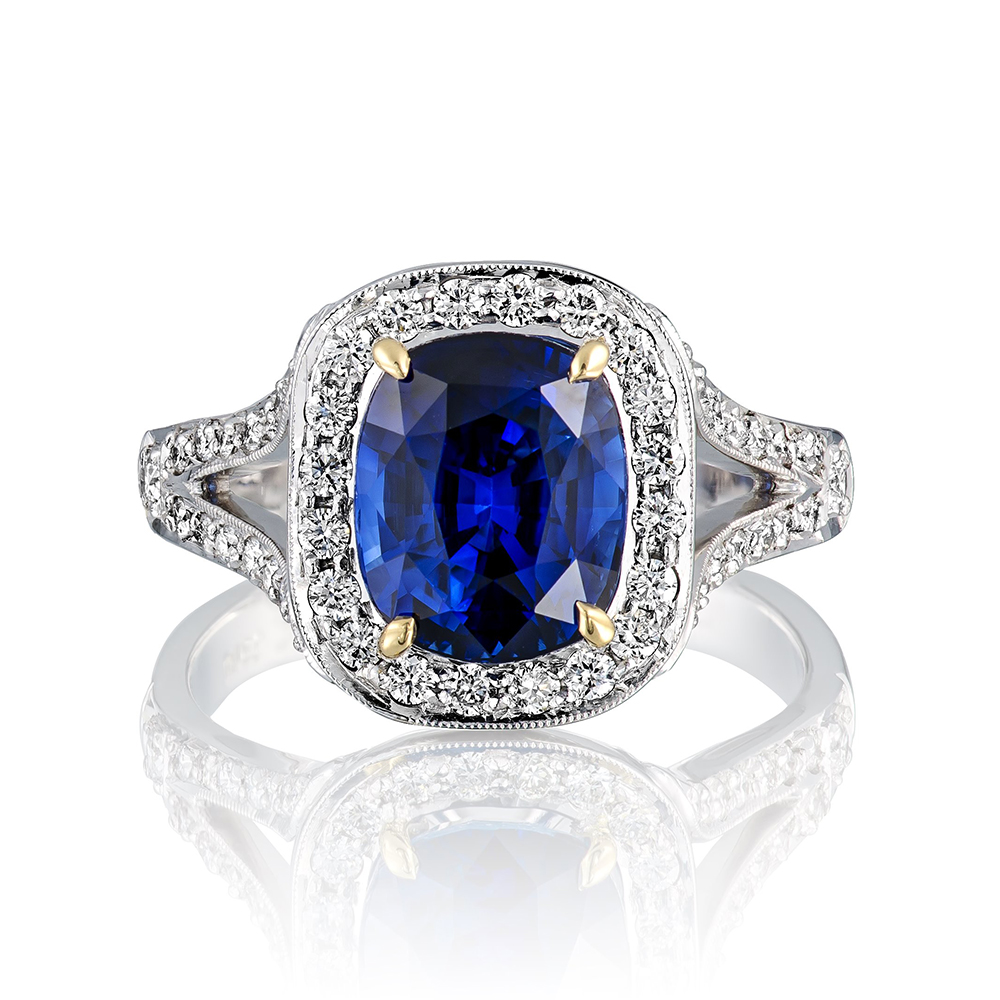 Split Band Sapphire & Diamond Ring