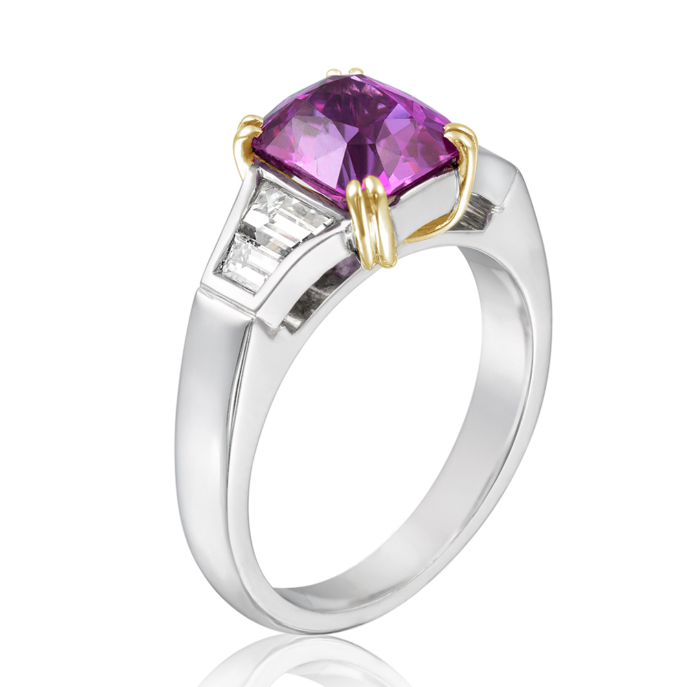 Pink Sapphire & Diamond Ring