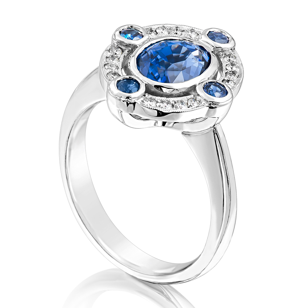 080499 Oval Deco Style Sapphire and Diamond Ring hero
