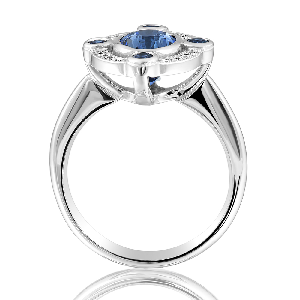 080499 Oval Deco Style Sapphire and Diamond Ring side