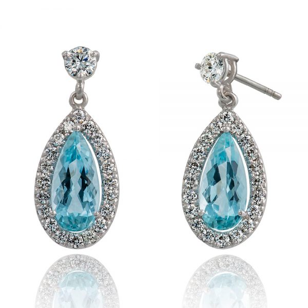 Holloway Diamonds Aquamarine and Diamond Drop Earrings 080510