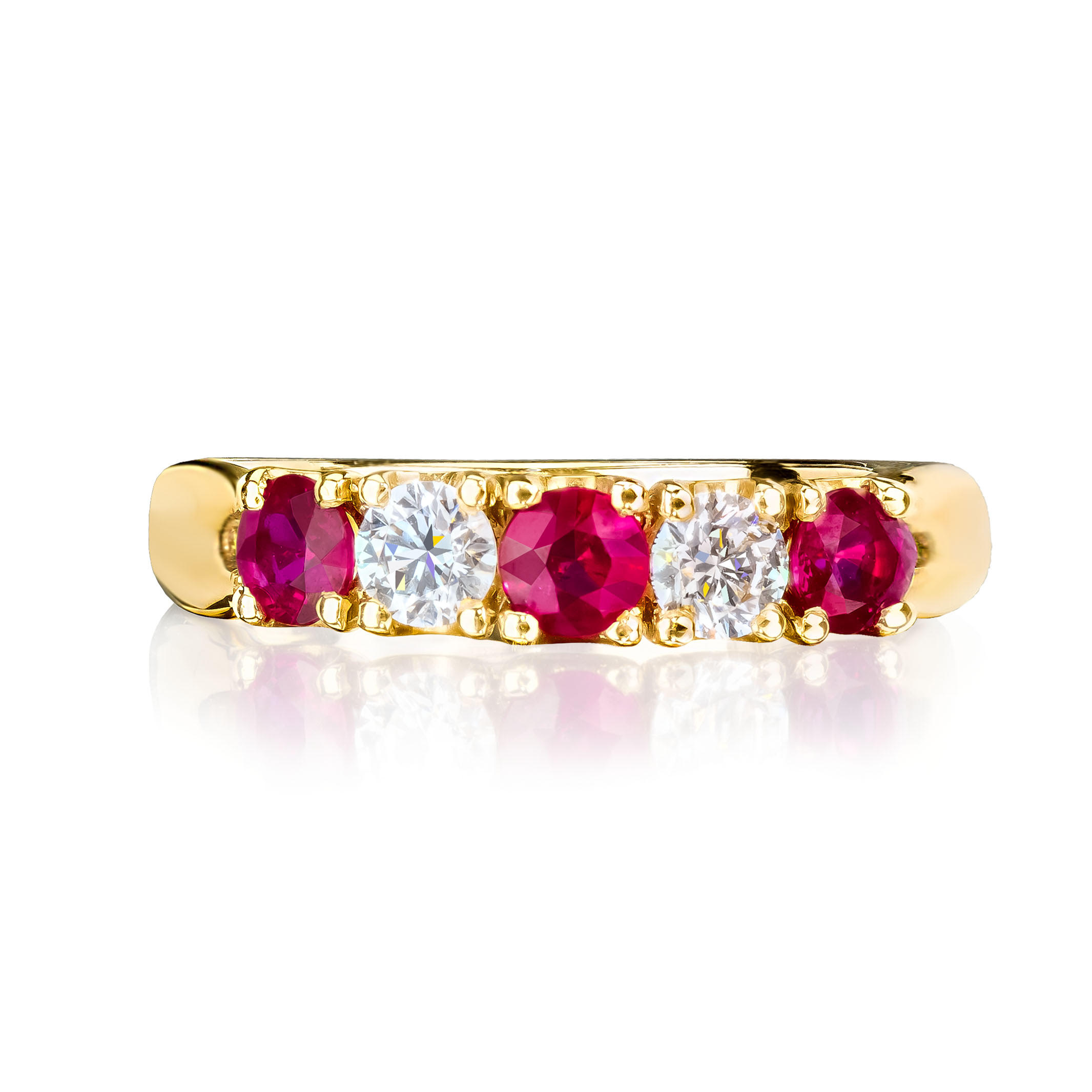 5 Across Diamond Ruby Ring