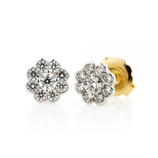 Holloway Diamonds Bezel Set Diamond Cluster Stud Earrings 110377