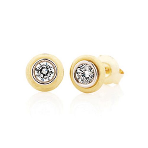 Double Bezel Studs in Yellow Gold - Holloway Diamonds