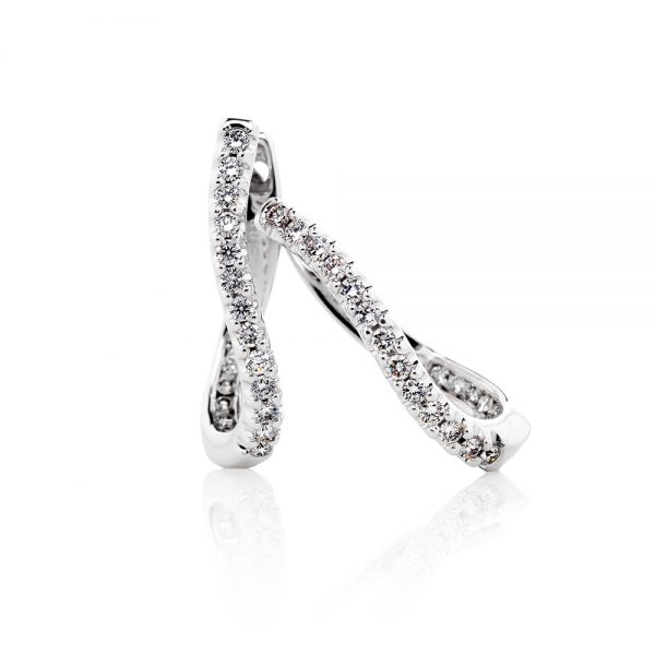 18k Diamond twist Hoop Earrings