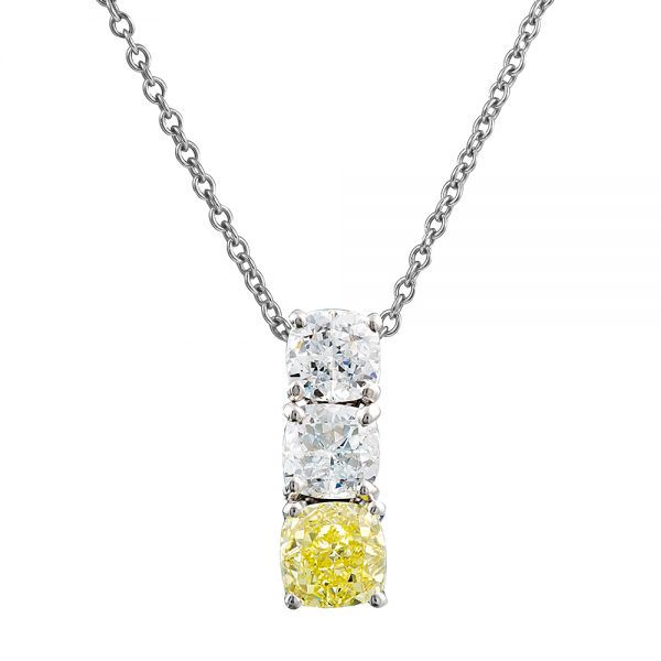 Fluide Pendant with Yellow and white Diamonds
