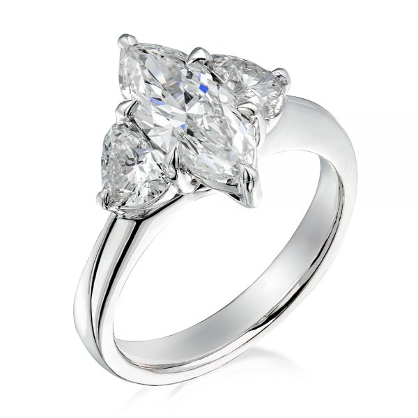 This stunning Marquise Diamond hero Ring features Platinum and an 18 karat white gold ring.