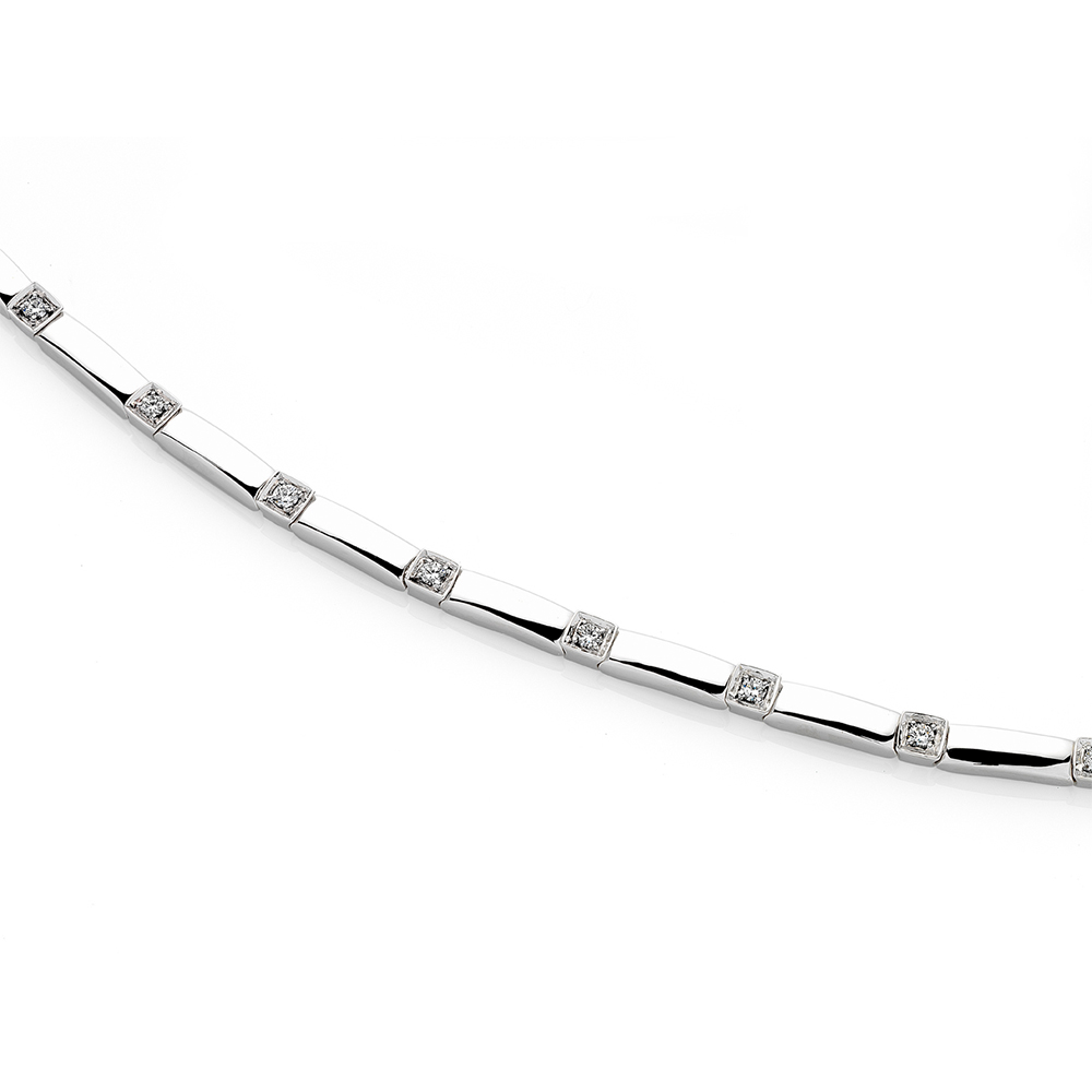 SPARKLD 9ct White Gold 020ct Pave Set Diamond Kiss and Bar Bracelet   Sparkld from Personal Jewellery Service UK