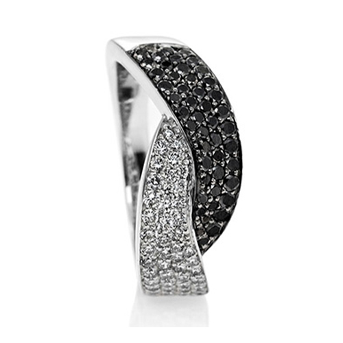 Black and White Diamond Cross Ring