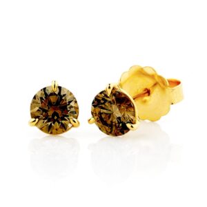 Champagne Diamond Stud yellow gold Earrings