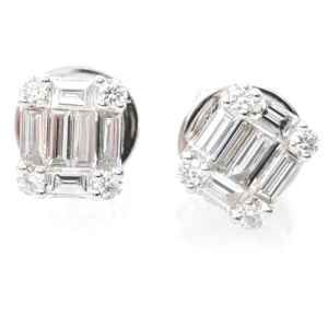 Baguette diamond stud earrings