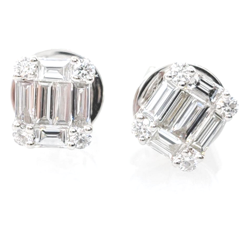 Baguette diamond stud earrings
