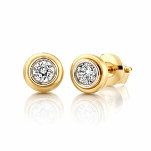 Double Bezel Diamond Studs - Yellow Gold