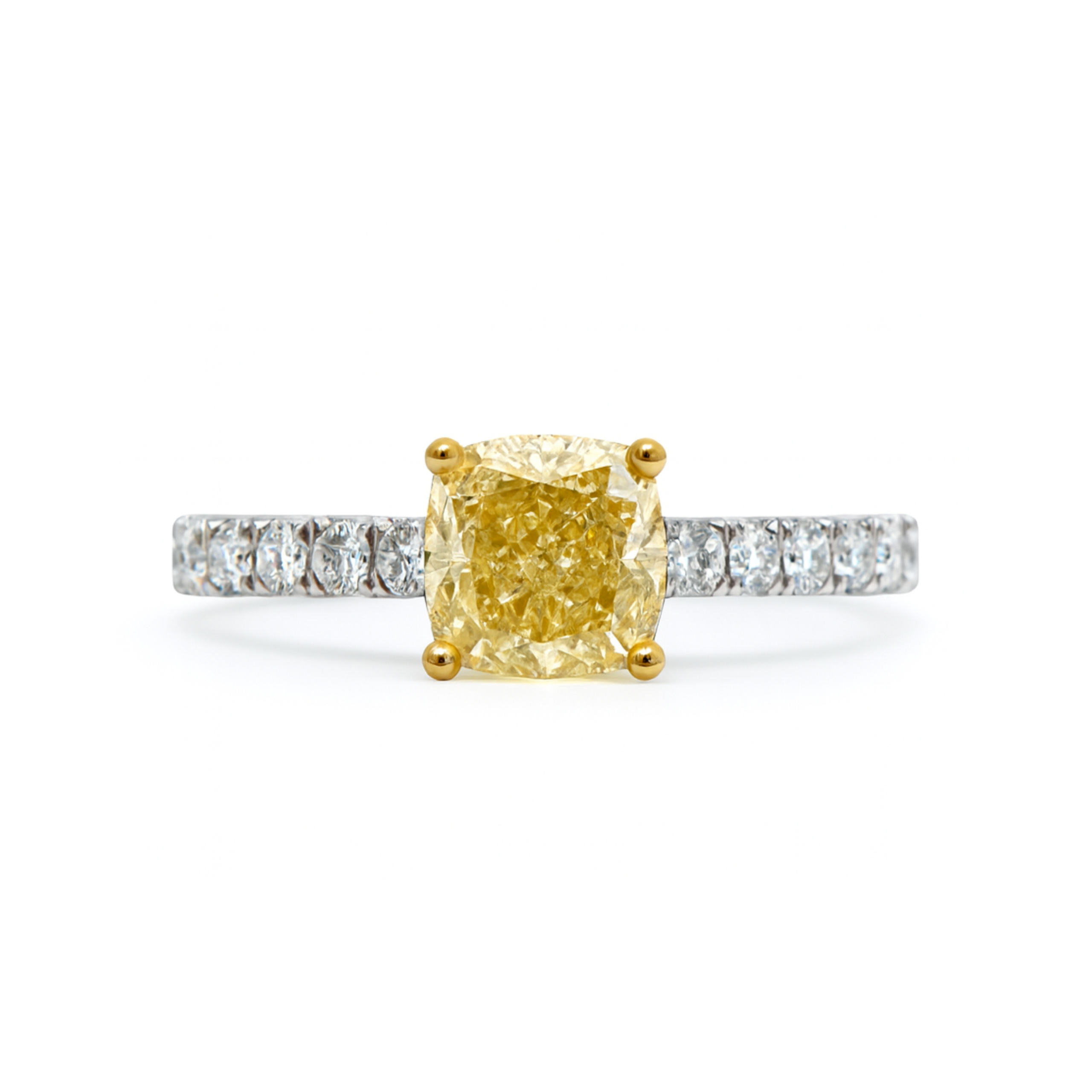Yellow Diamond Cushion Cut Solitaire Ring