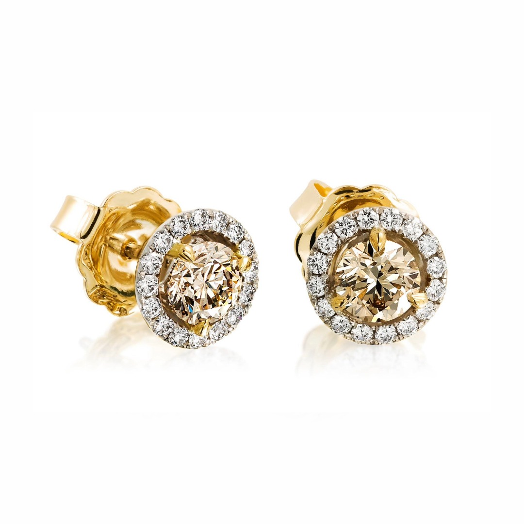 Champagne Diamond Stud Earrings - Image 2