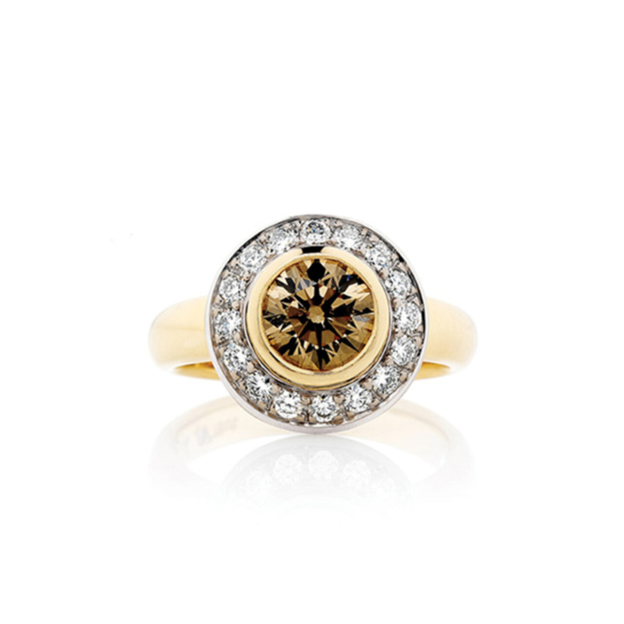 Round Champagne Halo Ring