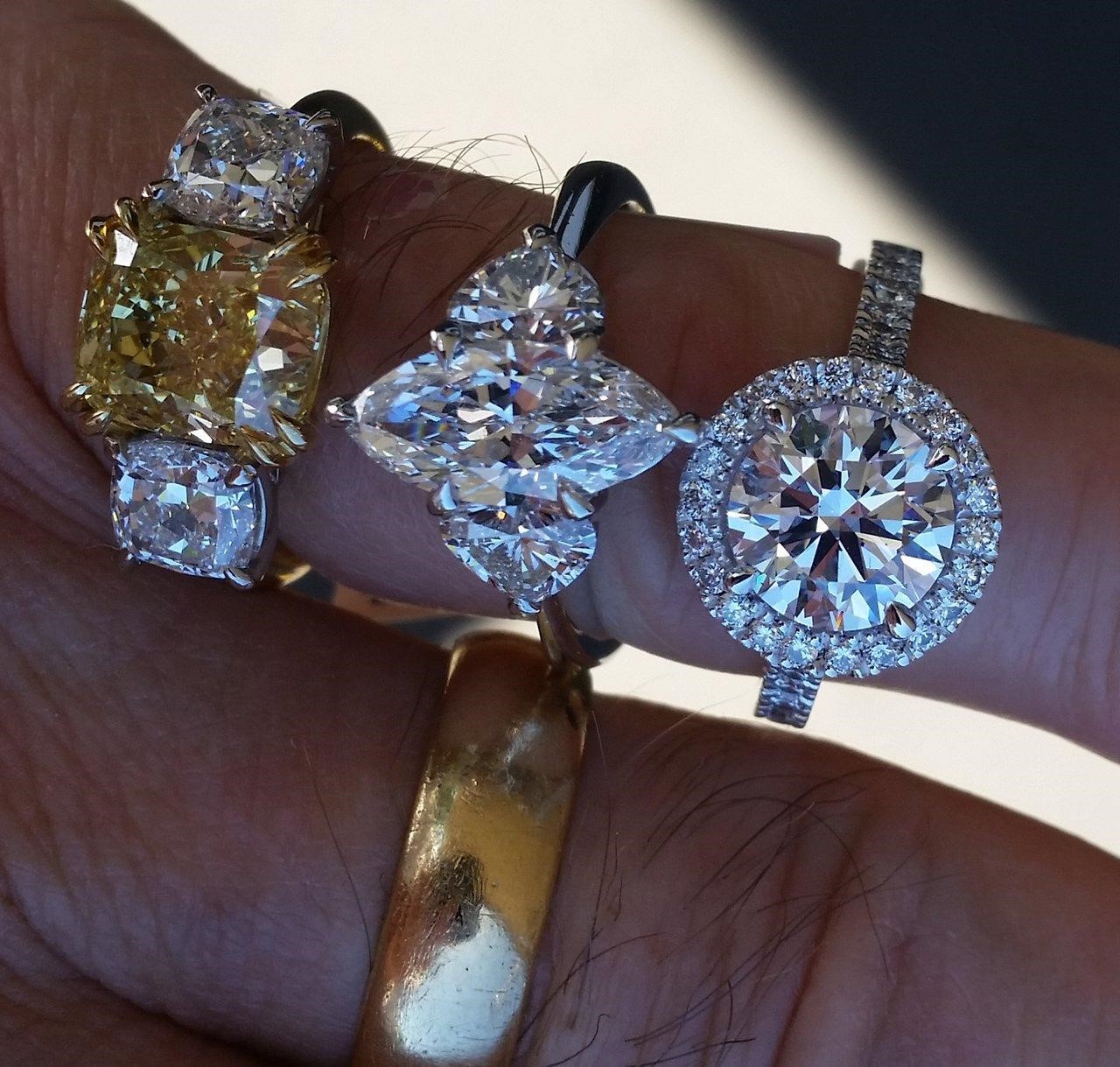 5 different cuts of diamonds in shade