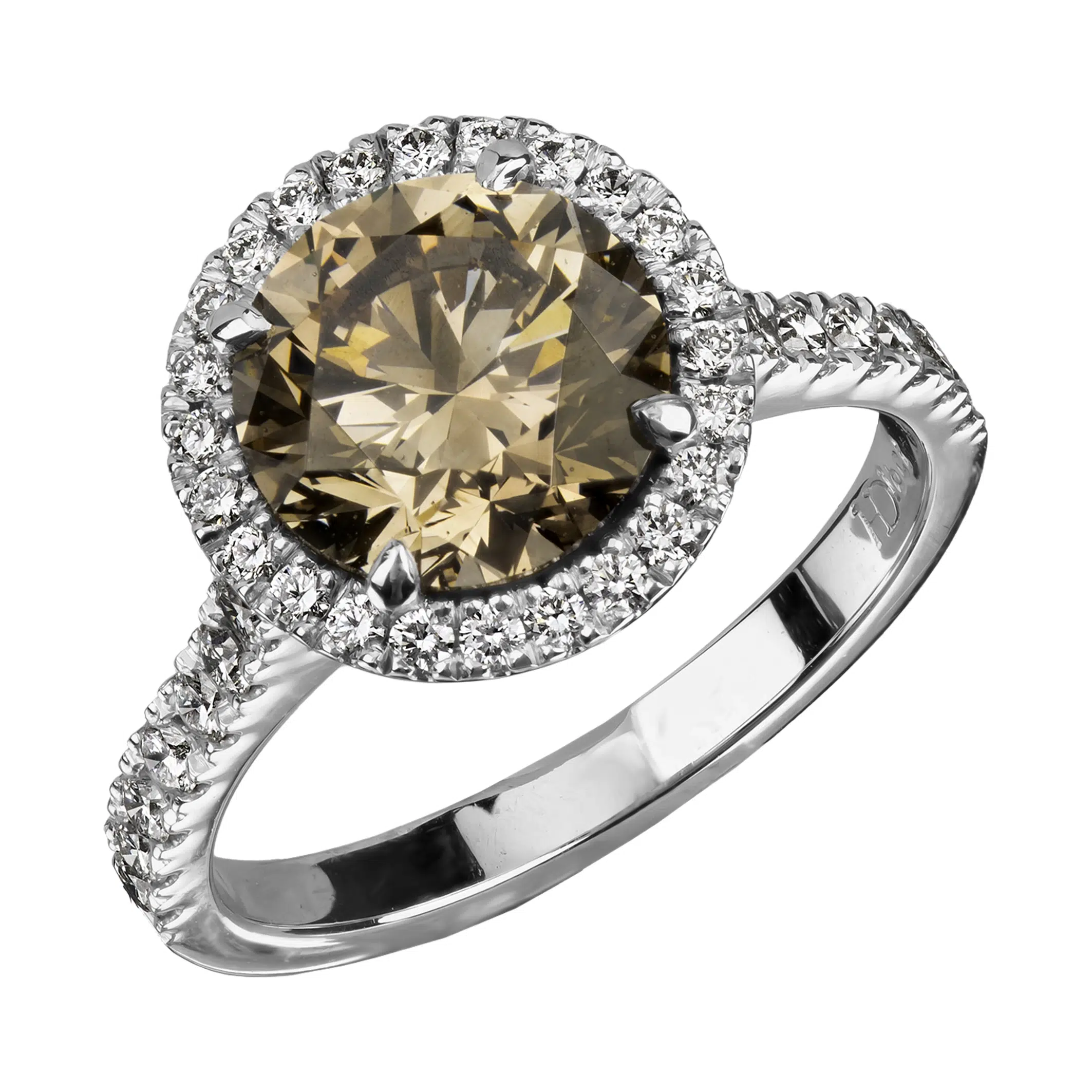 Argyle Champagne Diamond Halo Ring