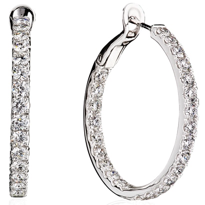 18k White Gold ideal-cut diamond hoop earrings