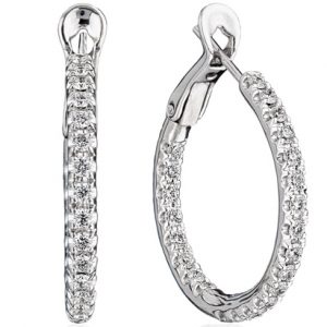 Unique white gold & diamond hoop earrings
