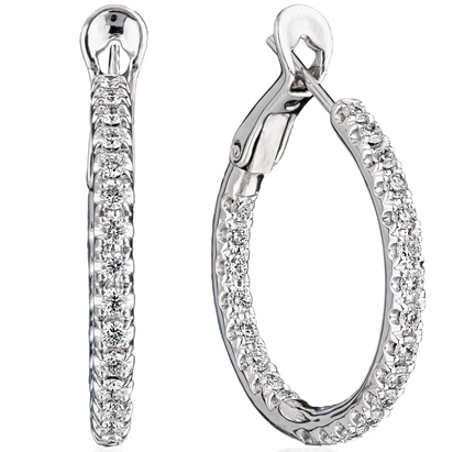 Diamond hoop earrings bead set