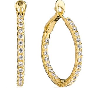 Unique yellow gold & diamond hoop earrings