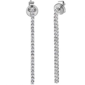 18K white gold square claw set drop earrings