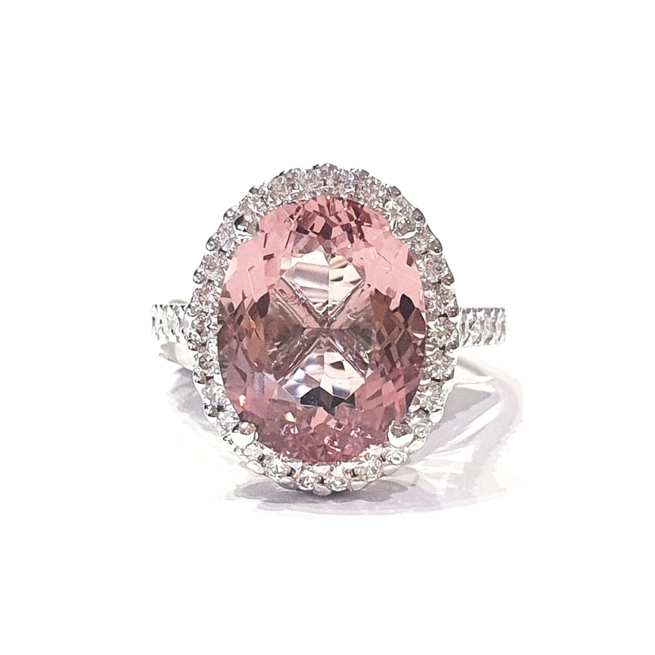 5ct Pink Morganite Diamond Halo Ring