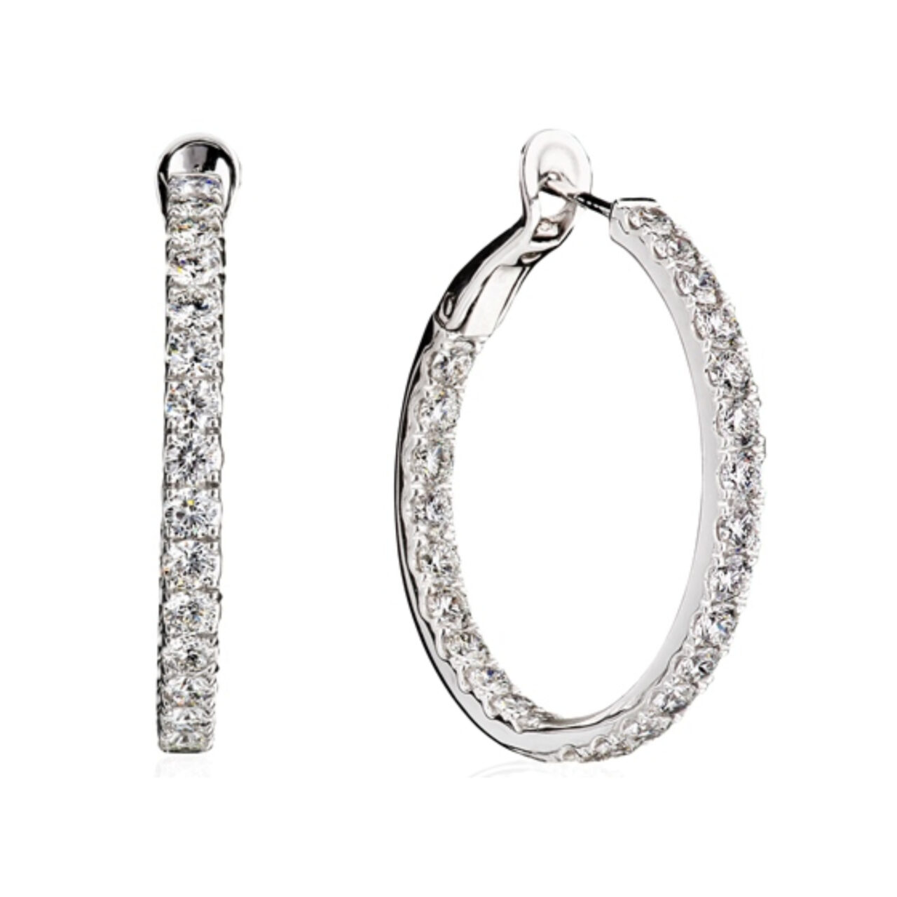 Ideal-cut Diamond Hoop Earrings