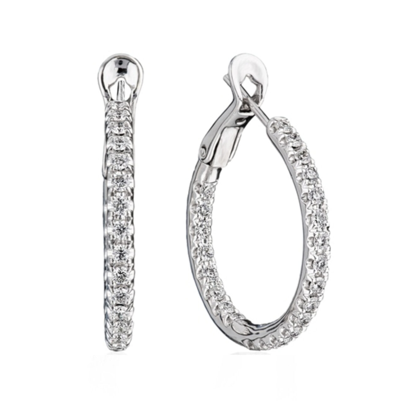 White Gold Diamond Hoop Earrings