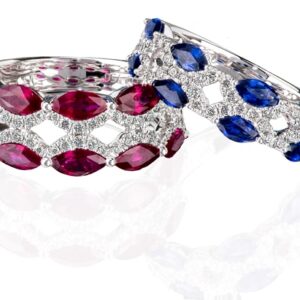 18k white gold Sapphire or Ruby and diamond dress ring