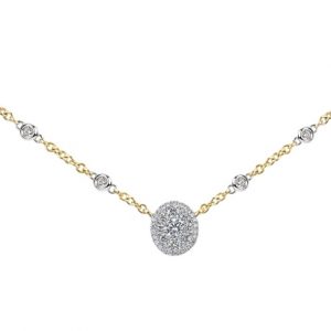 18k yellow and white gold diamond pendant diamond chain