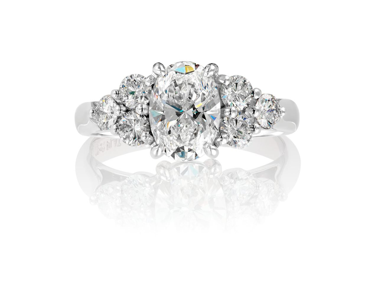 2 carat gorgeous hand made oval diamond ring with no bow tie, loads of brilliancy and fire