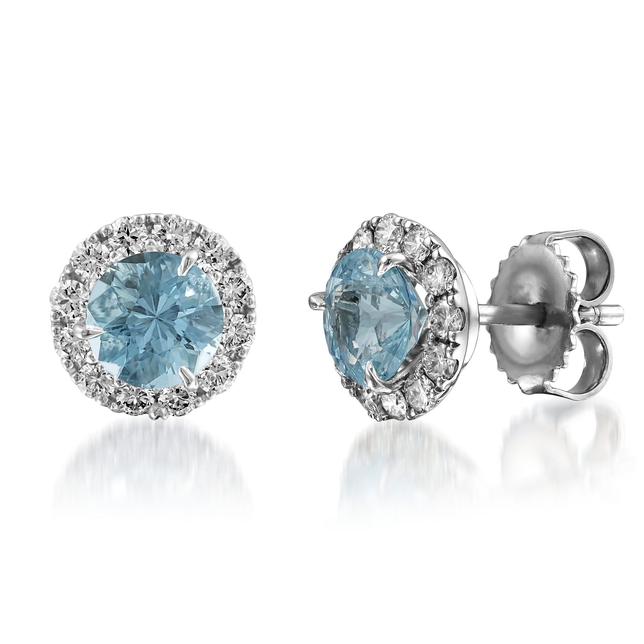 Aquamarine & diamond studs