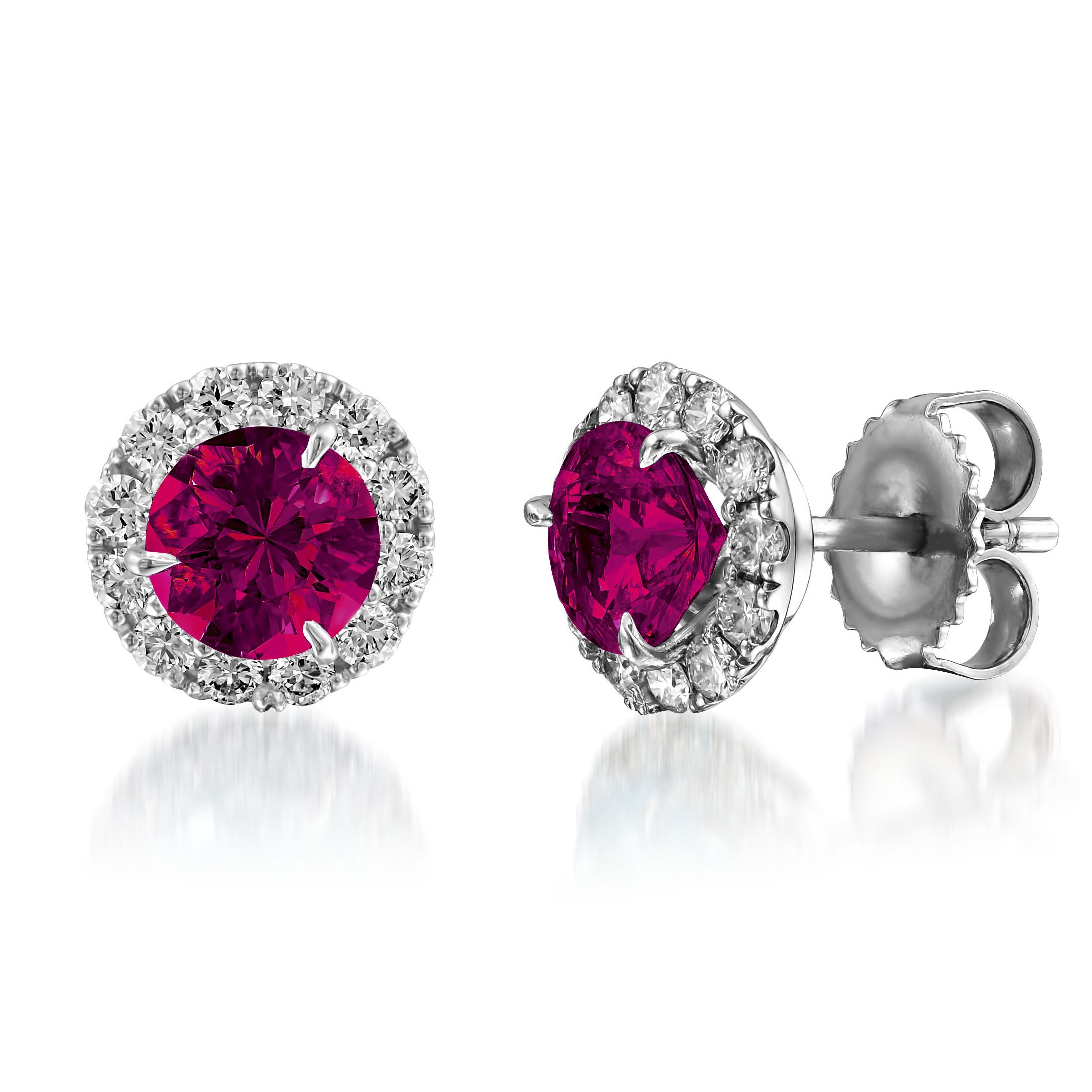 Ruby & Diamond cluster earrings