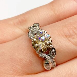 champagne diamond vine inspired ring