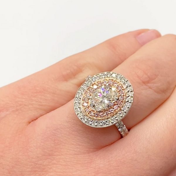 Pink oval engagement ring on sale