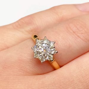 Brilliant cut cluster ring flower shaped