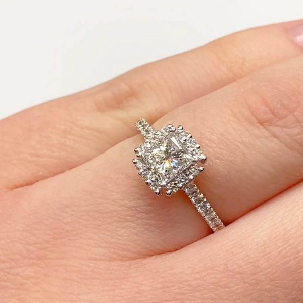 Wedding band for princess outlet cut halo ring